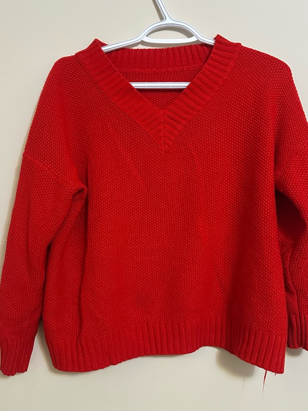Red V-Neck Women's Sweater